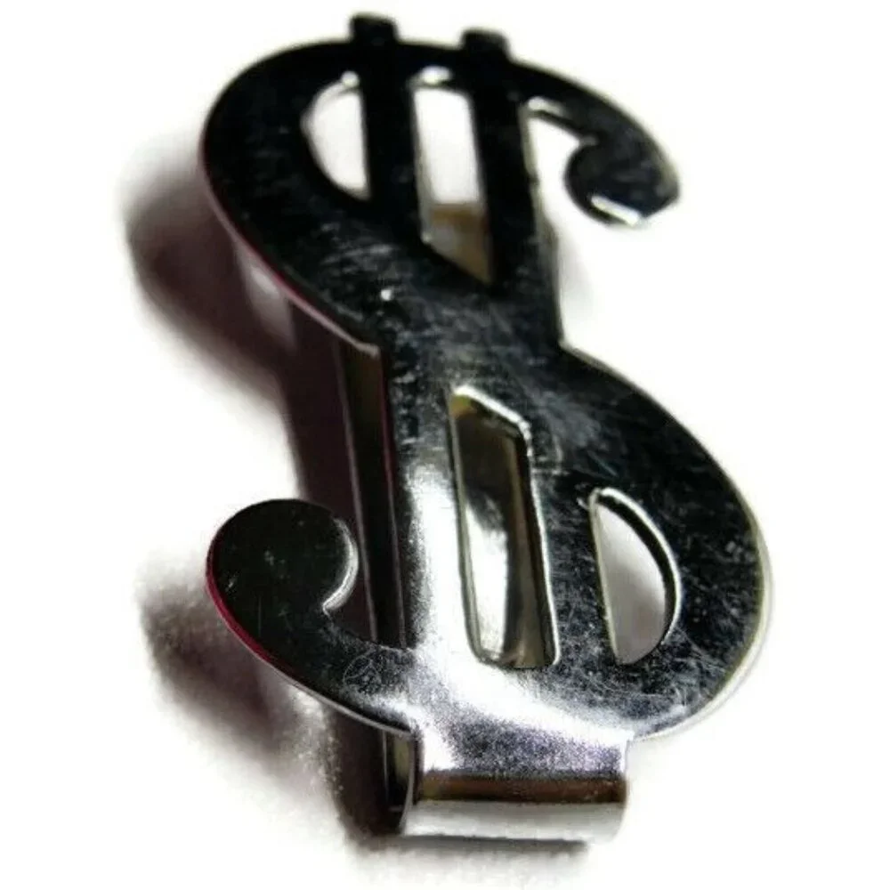 Money Clip Stainless Steel Wallet Credit Card Holder Silver Tone Dollar Sign